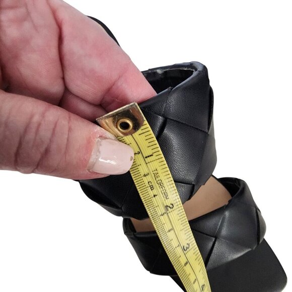 Soda Black Woven Heeled Mules For Women Size 9  Square Toe Block Heel - Picture 14 of 15